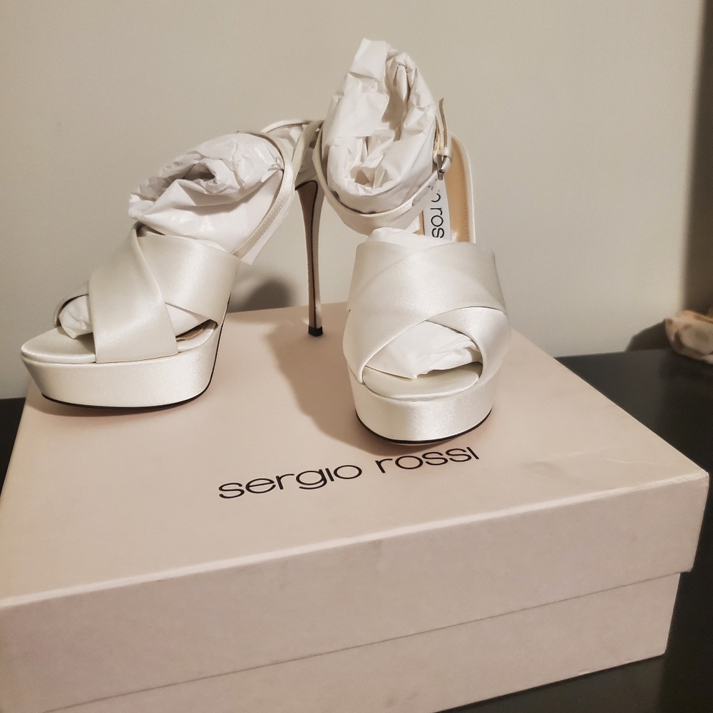 SERGIO ROSSI Alma white satin sandal - Picture 5 of 8